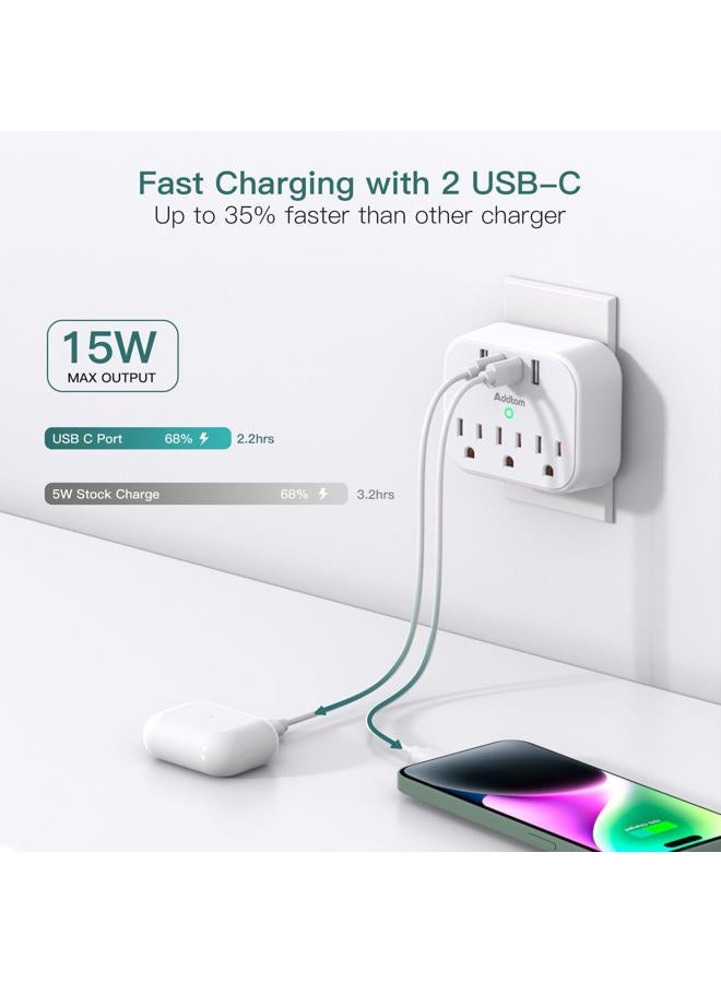 Addtam Cruise Ship Essentials - Cruise Approved Power Strip Non Surge Protector, Travel Plug Adapter with 3 Outlets 4 USB (2 USB-C), Foldable Outlet Extender for Travel Cruise Must Have - Image 5