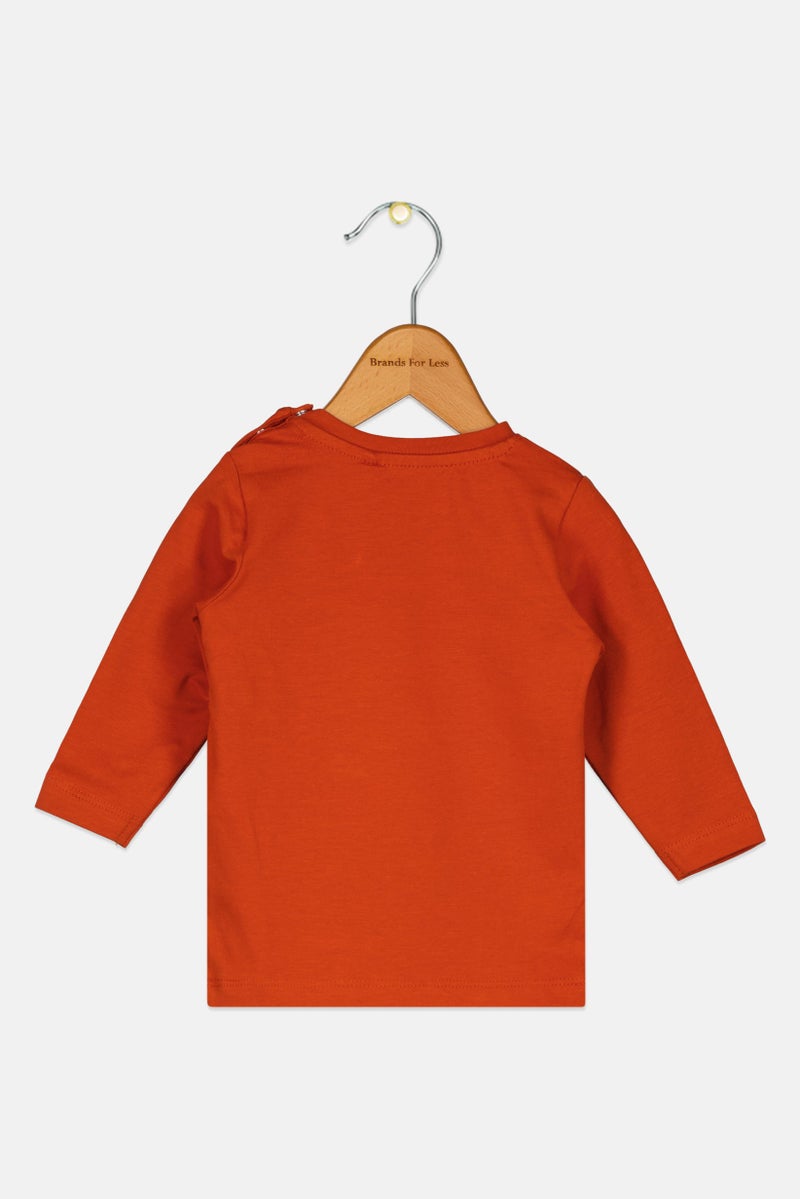 NAME IT Toddlers Boy Graphic Print Long Sleeves Top, Rust - Image 2