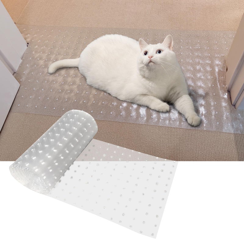 THAMIAO Carpet Protector for cat Dog Anti Scratch Under Door Cat Scratch Protector Mat from Scratching Easy to Cut Non Slip Plastic Carpet Scratch Stopper Cat Scratch Guard Carpet 3.6FT(Clear, 1pcs) - Image 1