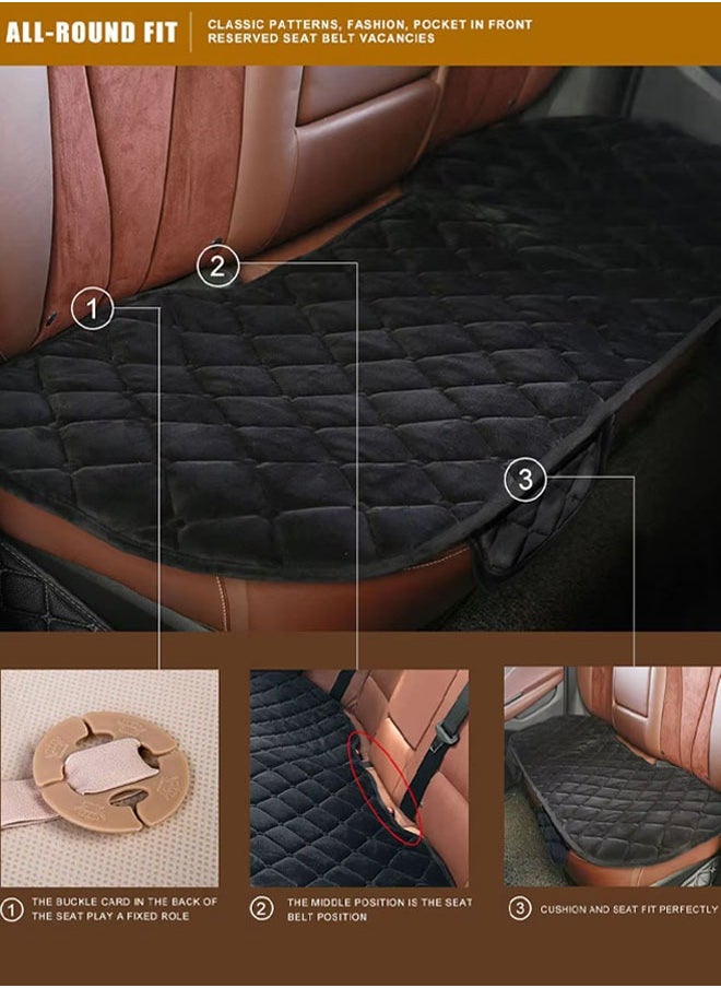 Generic 3pcs Universal Car Seat Cushion Set Car Seat Bottom Covers Protectors Include 1 Pair Front Driver Seat Pad Mat And 1 Rear Bench Cover Universal  Breathable Comfort (Black)  - Image 3