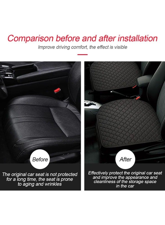 3pcs Universal Car Seat Cushion Set Car Seat Bottom Covers Protectors Include 1 Pair Front Driver Seat Pad Mat And 1 Rear Bench Cover Universal  Breathable Comfort (Black)