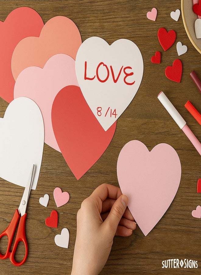 Sutter Signs Red & Pink Paper Heart Cutouts 108pcs | Cut Out Shapes for Valentine's Day, Bulletin Board, Classroom, Decorations, Crafts - Image 5