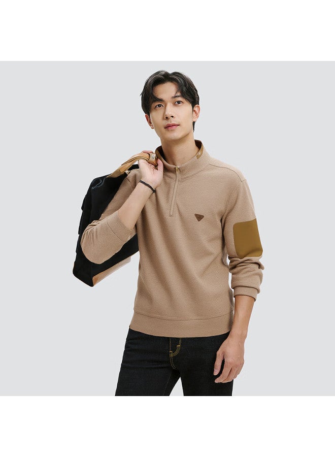 Septwolves Seven Wolves Men's Autumn Wool Cotton Zip-up Half High Collar Casual Long Sleeve T-shirt Sweatshirt - Image 1