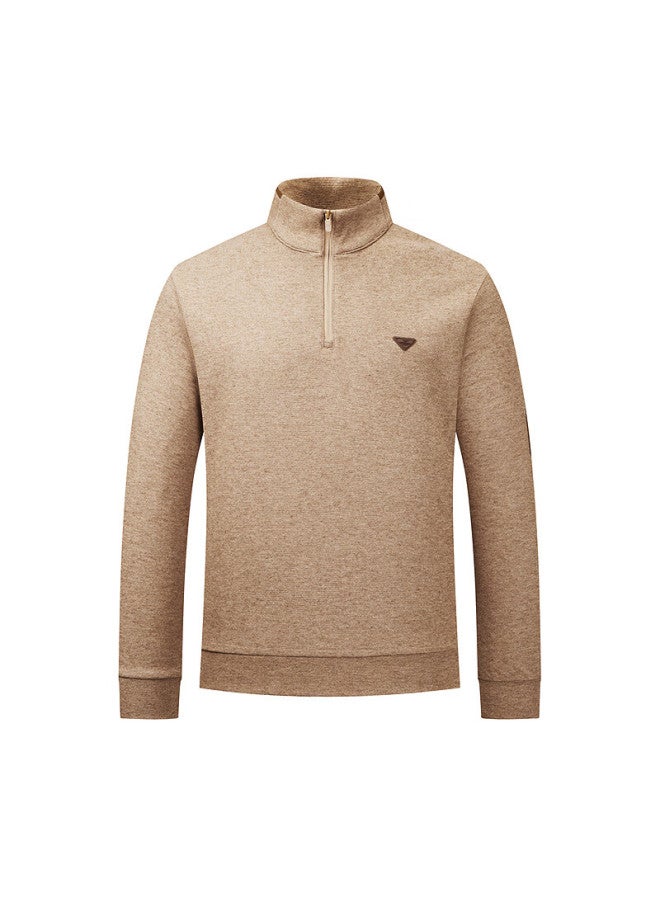 Septwolves Seven Wolves Men's Autumn Wool Cotton Zip-up Half High Collar Casual Long Sleeve T-shirt Sweatshirt - Image 2