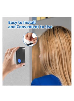 NNEWVANTE Wireless Doorbell, 400m Range, Outdoor Waterproof Door Chime with 55 Melodies, 5 Volume Levels, Flashing LED, Battery-Powered House Bell，Battery Operated Expandable Bell for Home Office,-Black  - Image 4