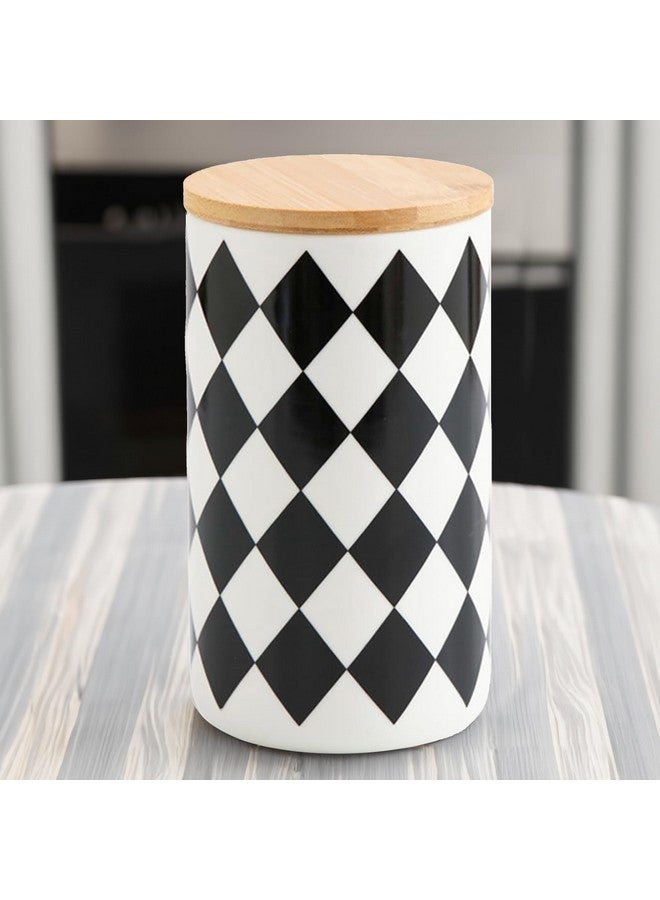 The Better Home Ceramic Jar with Bamboo Lid - 1000ml | Air Tight Containers for Kitchen Storage | Multipurpose-Tea,Coffee,Snacks,Sugar,Salt,Dry Fruit,Pulses | Gift Items - Image 1