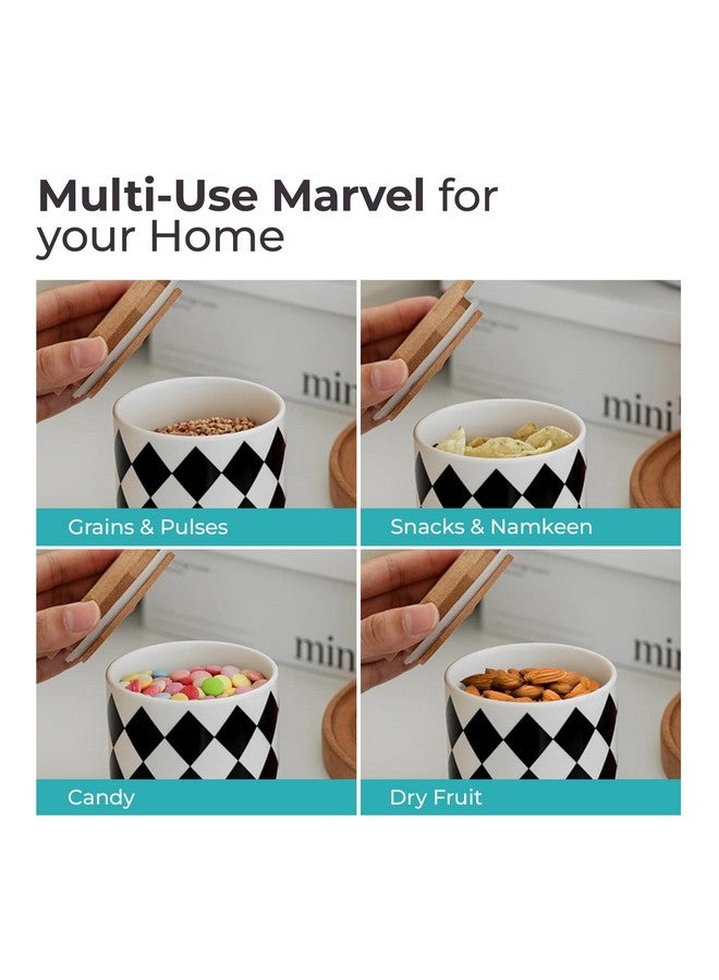 The Better Home Ceramic Jar with Bamboo Lid - 1000ml | Air Tight Containers for Kitchen Storage | Multipurpose-Tea,Coffee,Snacks,Sugar,Salt,Dry Fruit,Pulses | Gift Items - Image 4