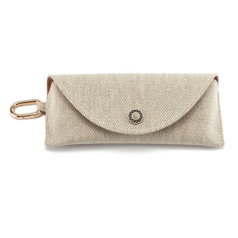 Trendy Portable Glasses Case Pouch with Hanging Hook - Soft Cloth, Flip-Top Design, Multiple Colors - Image 1
