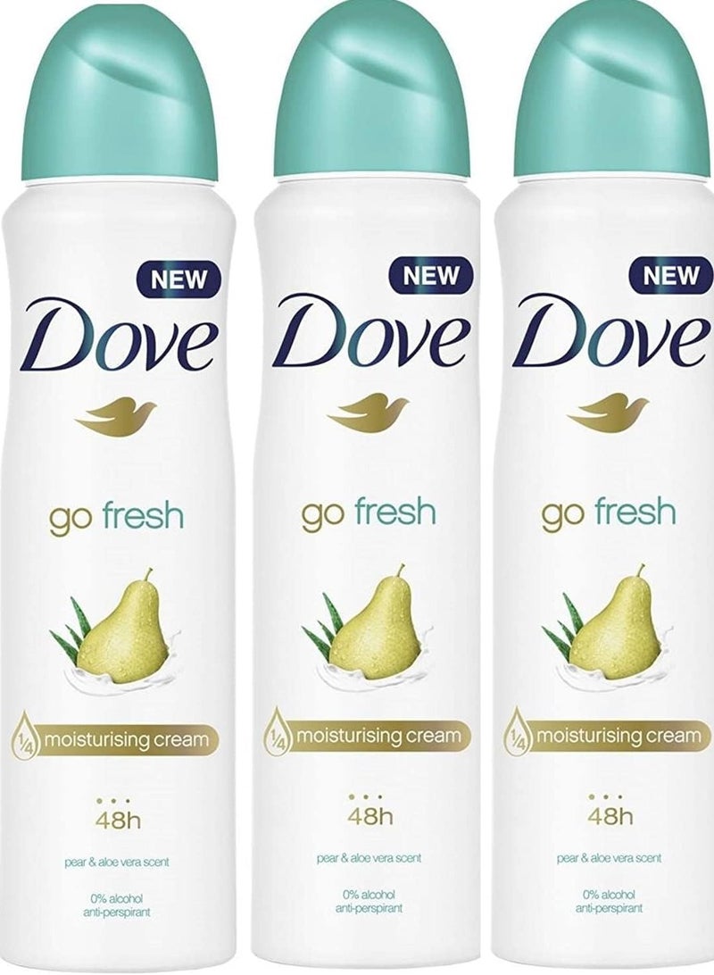 Dove Go Fresh Pear & Aloe Vera Antiperspirant Deodorant Spray 3 x 250ml - Image 1