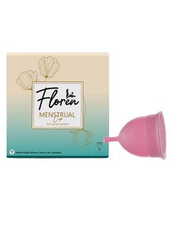 Floren Women's Reusable Menstrual Cup With Pouch FDA Approved, 100% Medical Grade Silicone, Ultra Soft, Odour and Rash Free, No Leakage, Protects Up to 8-10 Hours - Pack of 1 ( Pink)