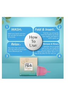 Floren Floren Women's Reusable Menstrual Cup With Pouch FDA Approved, 100% Medical Grade Silicone, Ultra Soft, Odour and Rash Free, No Leakage, Protects Up to 8-10 Hours - Pack of 1 ( Pink)  - Image 5