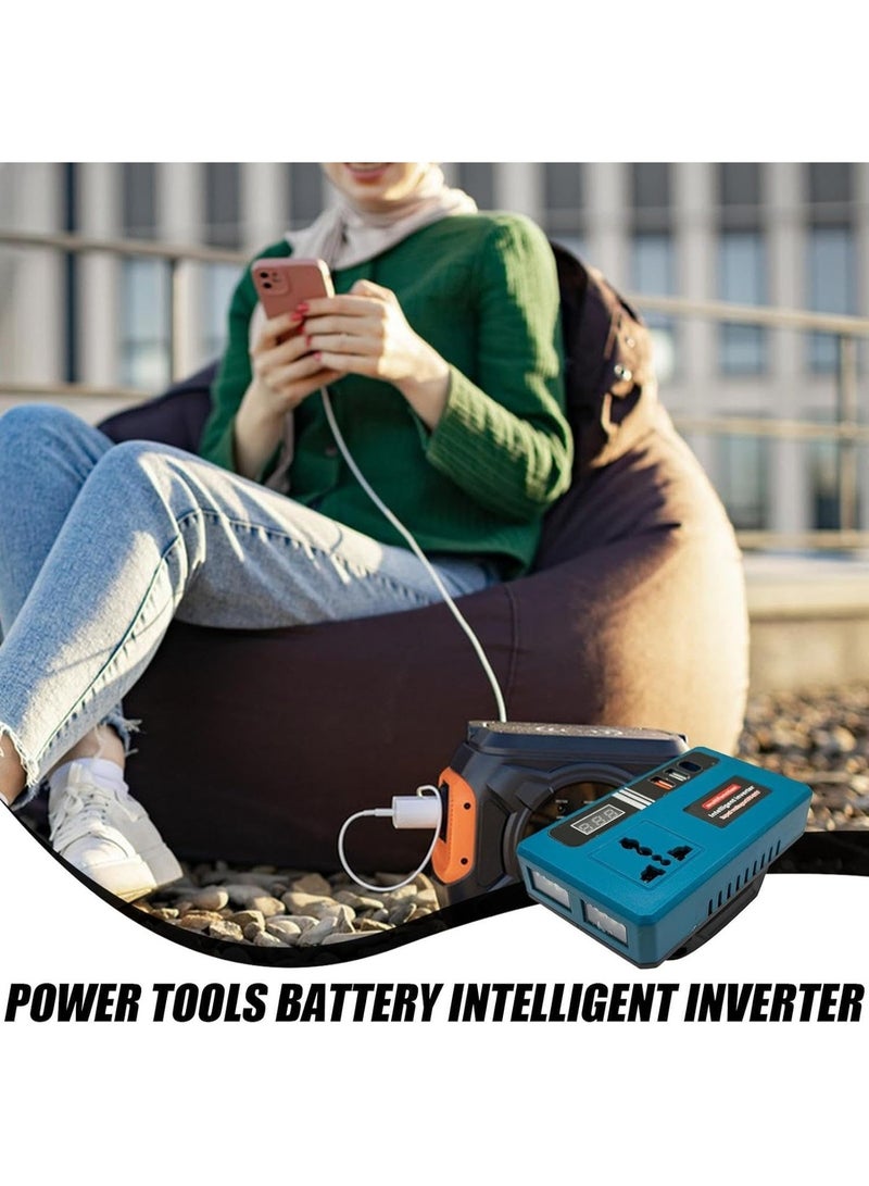 UV Enterprises 21V Battery Power Inverter with LED Light, USB & Type-C Portable Vehicle Power Converter Adapter Charger for Car RV Truck Camping Outdoor Home Use - Image 3