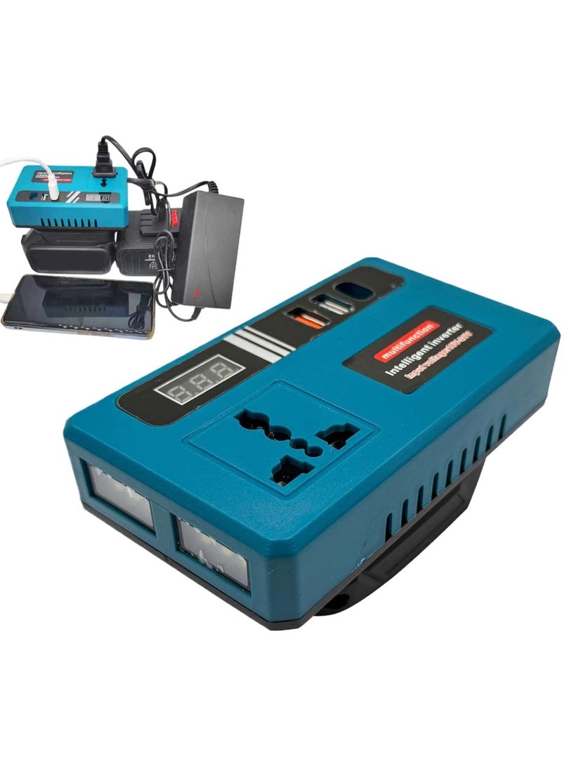 UV Enterprises 21V Battery Power Inverter with LED Light, USB & Type-C Portable Vehicle Power Converter Adapter Charger for Car RV Truck Camping Outdoor Home Use - Image 1