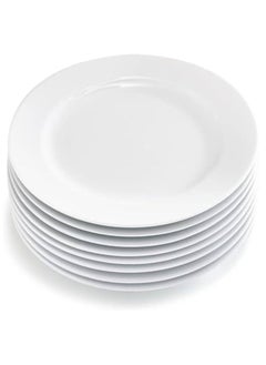 Generic Set Of 6 Premium Porcelain Dinner Plates Set Of 6 | Round Flat & Deep Serving Plates For Meat, Dessert, Salad Or Soup | Scratch Resistant Dishwasher Safe White 15.24 X 15.24 X 1.91 Cm  - Image 1