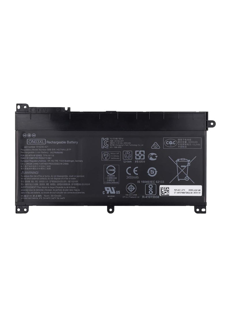 Max Power ON03XL Laptop Battery for HP Pavilion X360 13-U000 M3-U000 M3-U001DX U103DX U100TU U105DX U118TU Stream 14-AX000 14-AX010WM 14-AX020WM 14-AX030WM 843537-541 915230-541 HSTNN-UB6W 41.7Wh  - Image 1