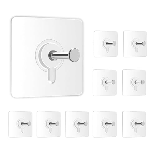 AZARIA 10 Pcs Adhesive Wall Hooks, Heavy Duty Hooks for Wall Hanging, Strong and Self-Adhesive Sticker Hooks for Walls, Transparent Waterproof Wall Hanger Hook (10) - Image 1