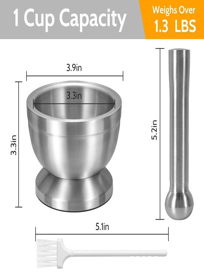Sopito Mortar and Pestle, Sopito 18/8 Stainless Steel Spice Grinder Pill Crusher with Lid for Crushing Grinding Ergonomic Design with Anti Slip Base and Comfy Grip - Image 3