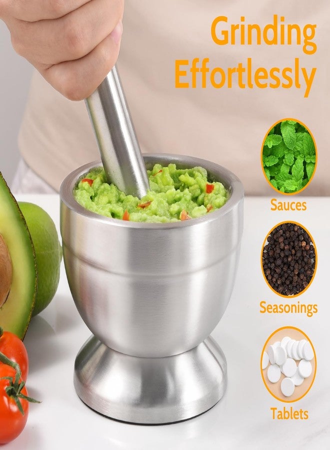 Sopito Mortar and Pestle, Sopito 18/8 Stainless Steel Spice Grinder Pill Crusher with Lid for Crushing Grinding Ergonomic Design with Anti Slip Base and Comfy Grip - Image 2