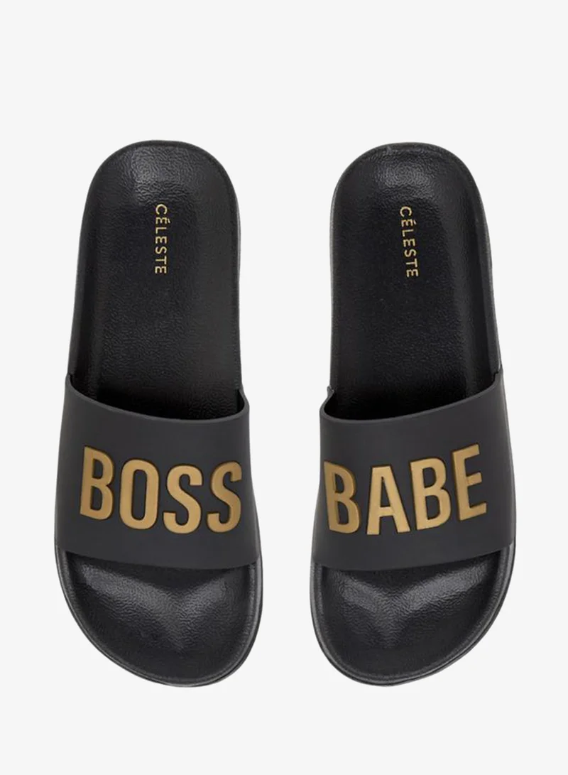 Celeste Women's Slogan Embossed Slides