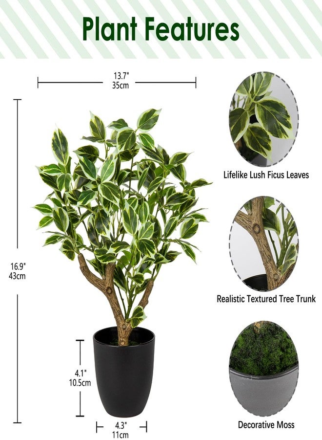GnFlus Small Fake Plant Artificial Bonsai Tree 17" Faux Plants Indoor Realistic Fake Potted Plants Small Fake Tree Decor with Pot for Home Table Office Desk Bathroom Bedroom Living Room Farmhouse Decoration - Image 2