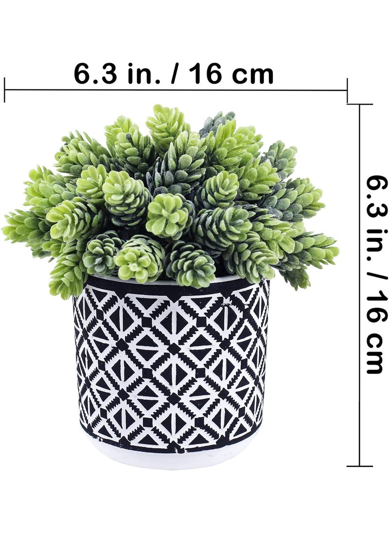 Winlyn Winlyn 3 Pcs Small Potted Succulents Plants Artificial String of Pearls Aloe Hops Succulents in Black Geometric Concrete Pots for Gifts Modern Home Bathroom Window Table Indoor Outdoor Greenery Dcor  - Image 3