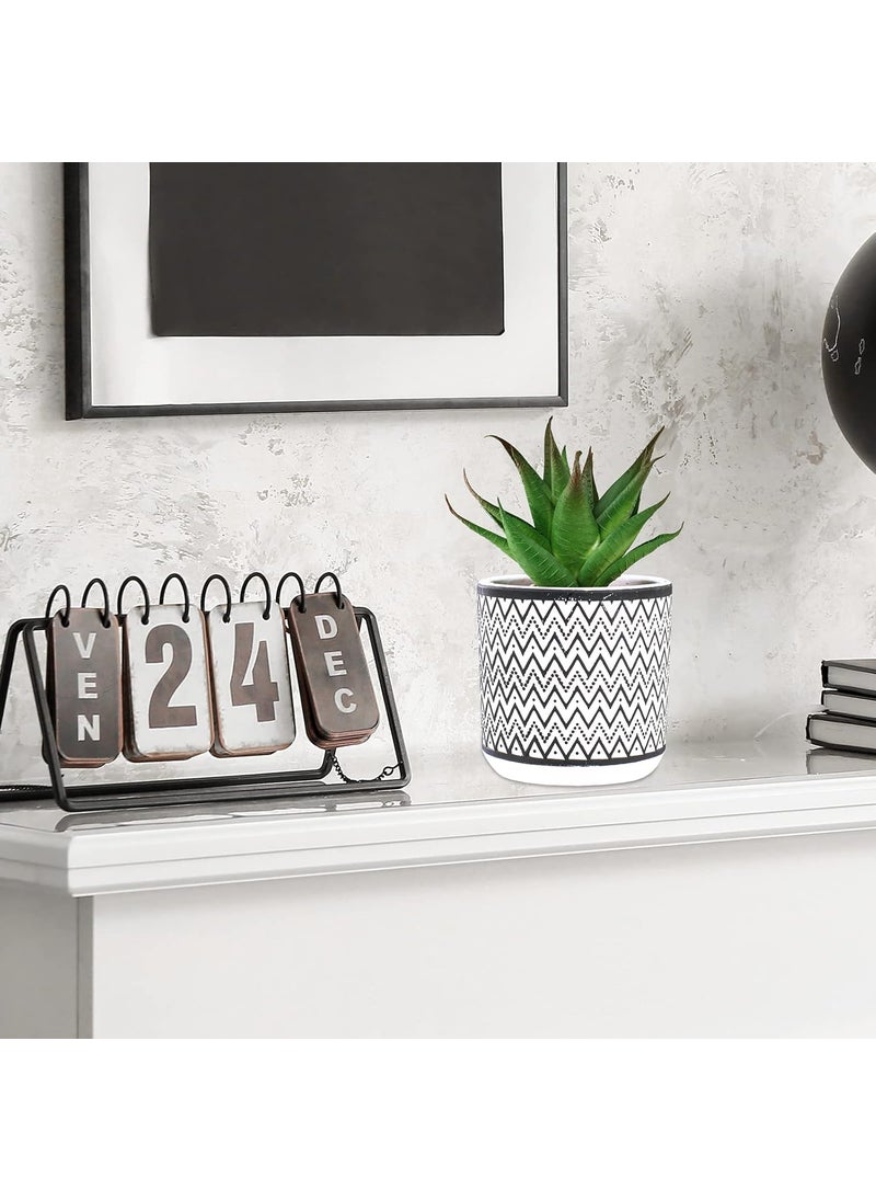 Winlyn Winlyn 3 Pcs Small Potted Succulents Plants Artificial String of Pearls Aloe Hops Succulents in Black Geometric Concrete Pots for Gifts Modern Home Bathroom Window Table Indoor Outdoor Greenery Dcor  - Image 5
