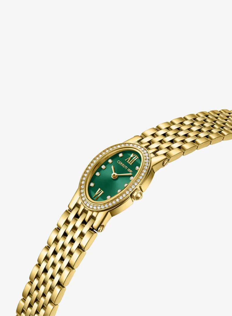 شيروتي 1881 Norcia Mini Dark Green Dial, Stainless Steel Bracelet, Analog Watch for Women, 20mm