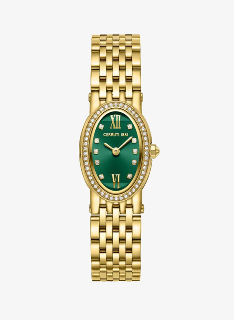 شيروتي 1881 Norcia Mini Dark Green Dial, Stainless Steel Bracelet, Analog Watch for Women, 20mm