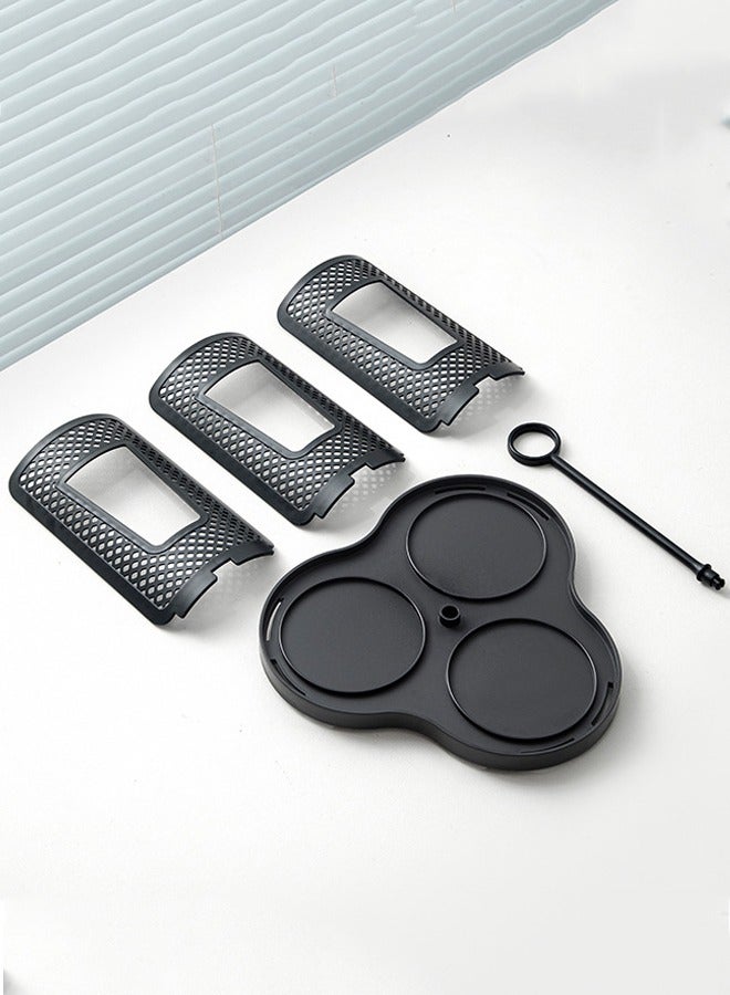 BF HOME 3 Compartments Rotatable Coffee Cups Base Holder Black Plastic Holder Tables Corner Coffee Machine - Image 4