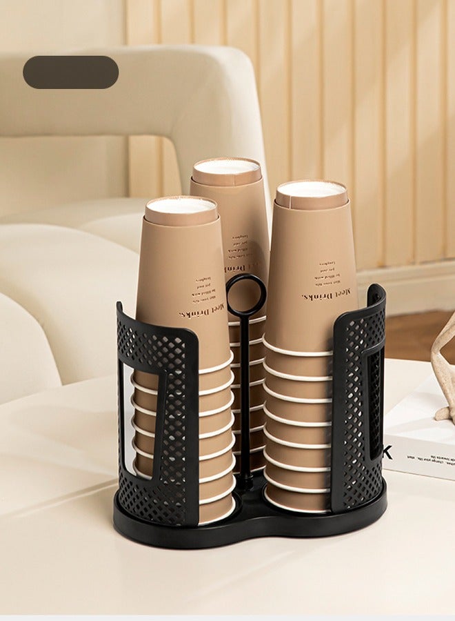 BF HOME 3 Compartments Rotatable Coffee Cups Base Holder Black Plastic Holder Tables Corner Coffee Machine - Image 2