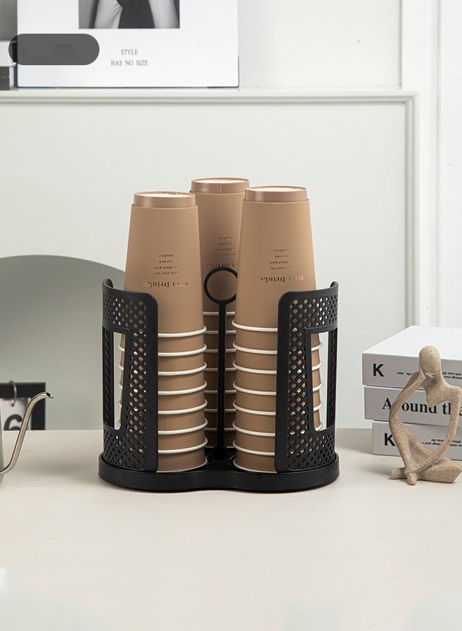 BF HOME 3 Compartments Rotatable Coffee Cups Base Holder Black Plastic Holder Tables Corner Coffee Machine - Image 3