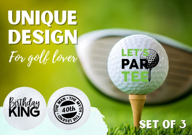 CybGene 40th Birthday Gifts Golf Balls for Men Golfer, Set of 3 for Golfing Lovers, Husband, Dad, Boss, Grandpa - White - Image 3