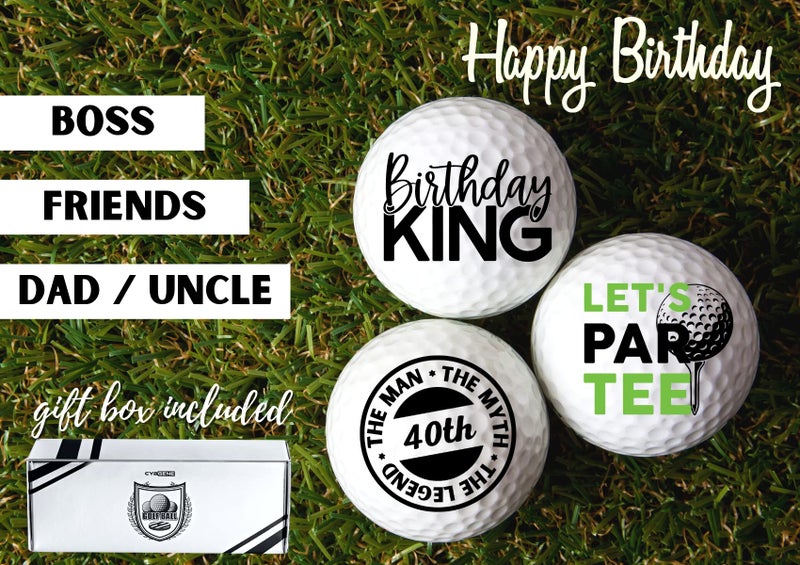 CybGene 40th Birthday Gifts Golf Balls for Men Golfer, Set of 3 for Golfing Lovers, Husband, Dad, Boss, Grandpa - White - Image 5