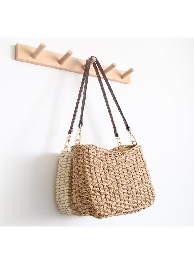 Ulisty Women Small Hand Woven Straw Bag Mini Handmade Summer Beach Purse Chic Vacation Shoulder Handbag khaki - Image 2
