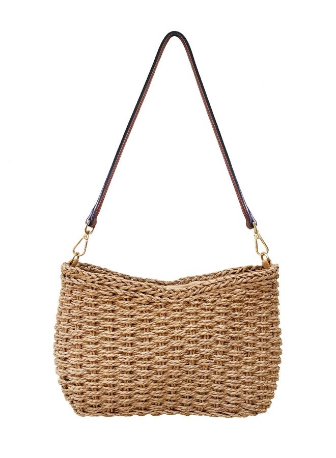 Ulisty Women Small Hand Woven Straw Bag Mini Handmade Summer Beach Purse Chic Vacation Shoulder Handbag khaki - Image 1