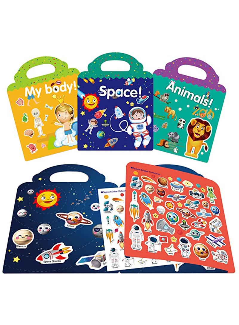 SOLARAE Reusable Sticker Books for Kids, Toys for 2-5 Year Old Girls Boys Birthday Gifts, Toddler Toys, Learning Stickers for Kids Toys, Journal Paper Stickers Scrapbooking Stationery Sticker - Image 1