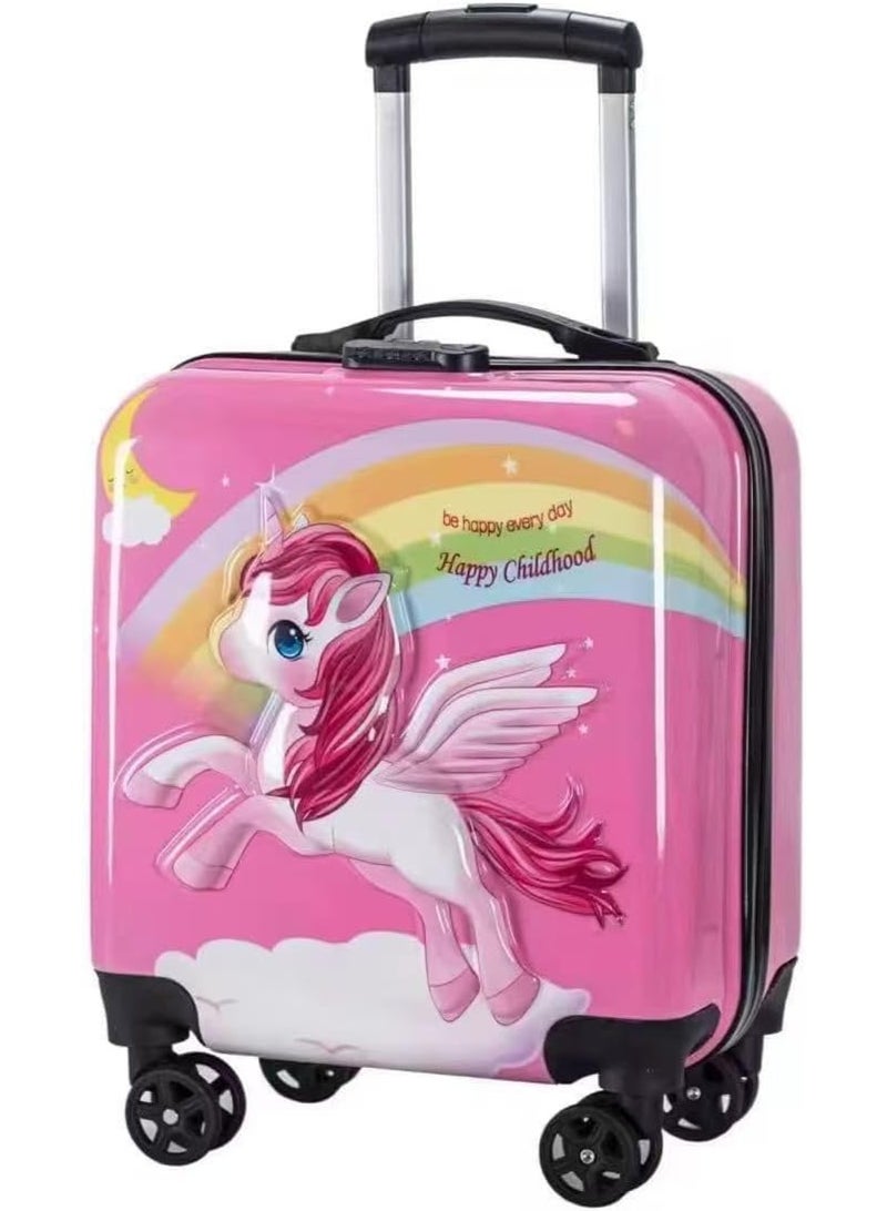 Kids Rolling Trolley Bag, Travel Luggage for Children- Pink