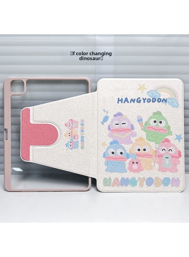 Suitable For Apple IPad Flat Set Pro Transparent Acrylic Air10.9 Creative 10 Generation Painted Protective Shell For Foreign Trade-Color:F Color Changing Dinosaur】-Applicable Model:Air/Air2/2017/201