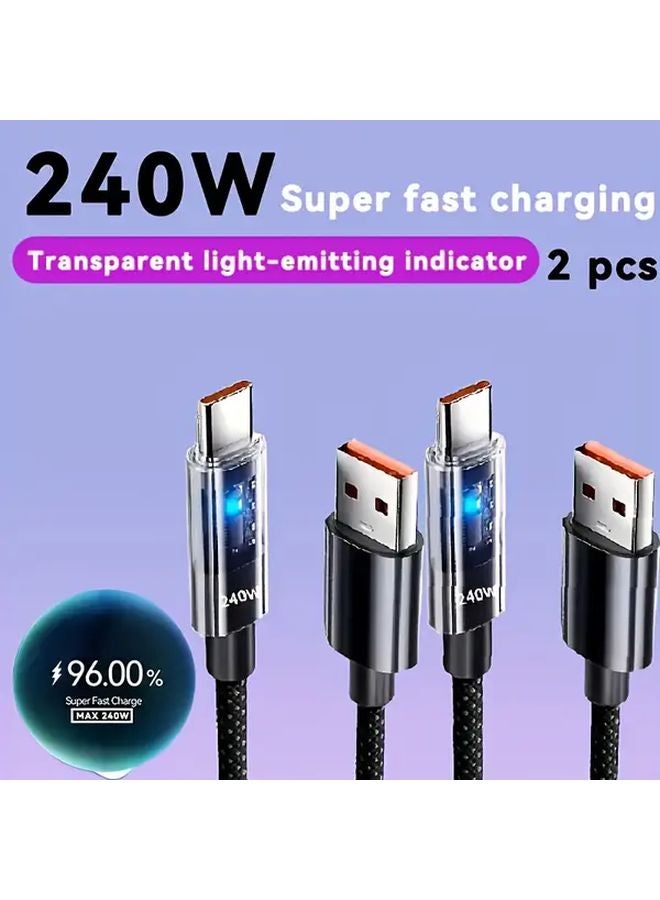 كابل شحن سريع فائق بقوة 240 واط وبطول 59.06 بوصة (2 قطعة) متوافق مع أجهزة لابتوب هواوي وشاومي - Image 2