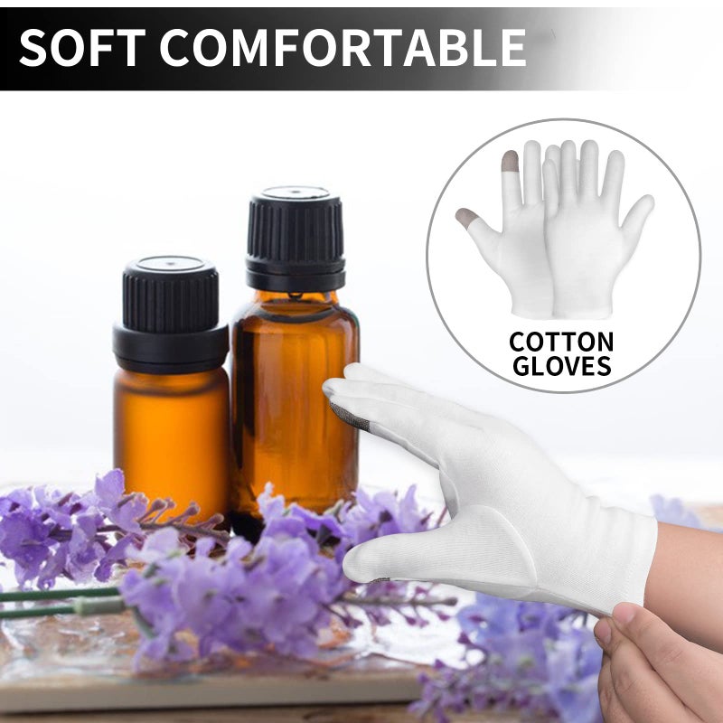 Sibba 4 Pairs Touch Screen Moisturizing Gloves White Cotton Moisturizing Gloves Overnight Bedtime Heal Eczema Sleeping Lotion Hand Spa Treatment Gloves Repair Rough Cracked Dry Chapped Hands Skin(White) - Image 5