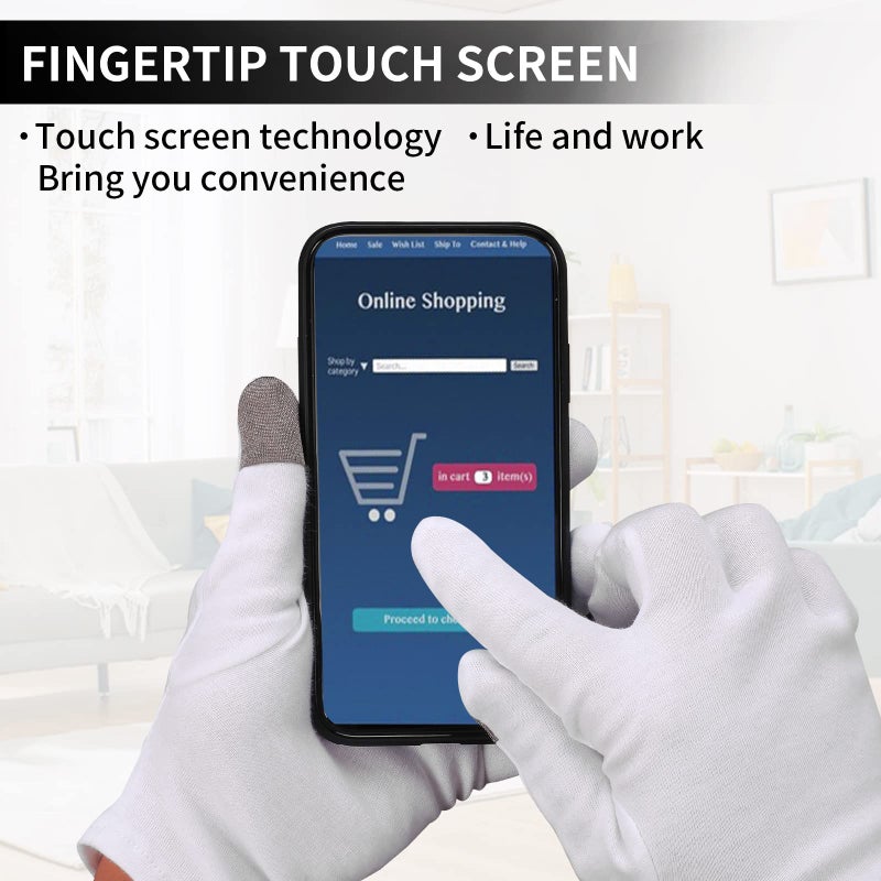 Sibba 4 Pairs Touch Screen Moisturizing Gloves White Cotton Moisturizing Gloves Overnight Bedtime Heal Eczema Sleeping Lotion Hand Spa Treatment Gloves Repair Rough Cracked Dry Chapped Hands Skin(White) - Image 4