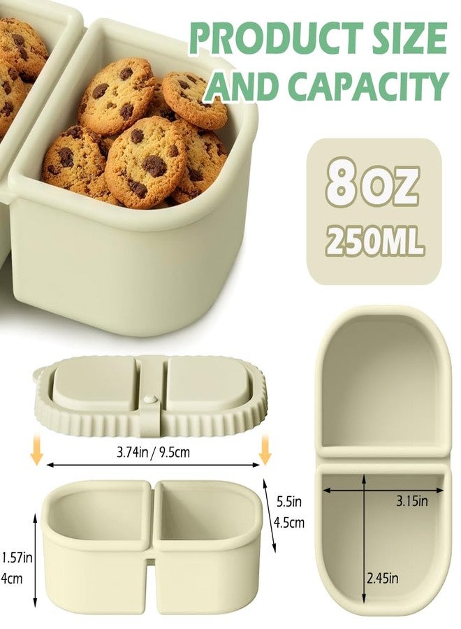 YQL 3 Pack Premium Silicone Reusable Snack Containers with Lids, Double Compartment Snack Box for Kids, Portable Food Containers for Sauce and Salad, Leakproof Snackle Packs for School, Picnic, Office - Image 2
