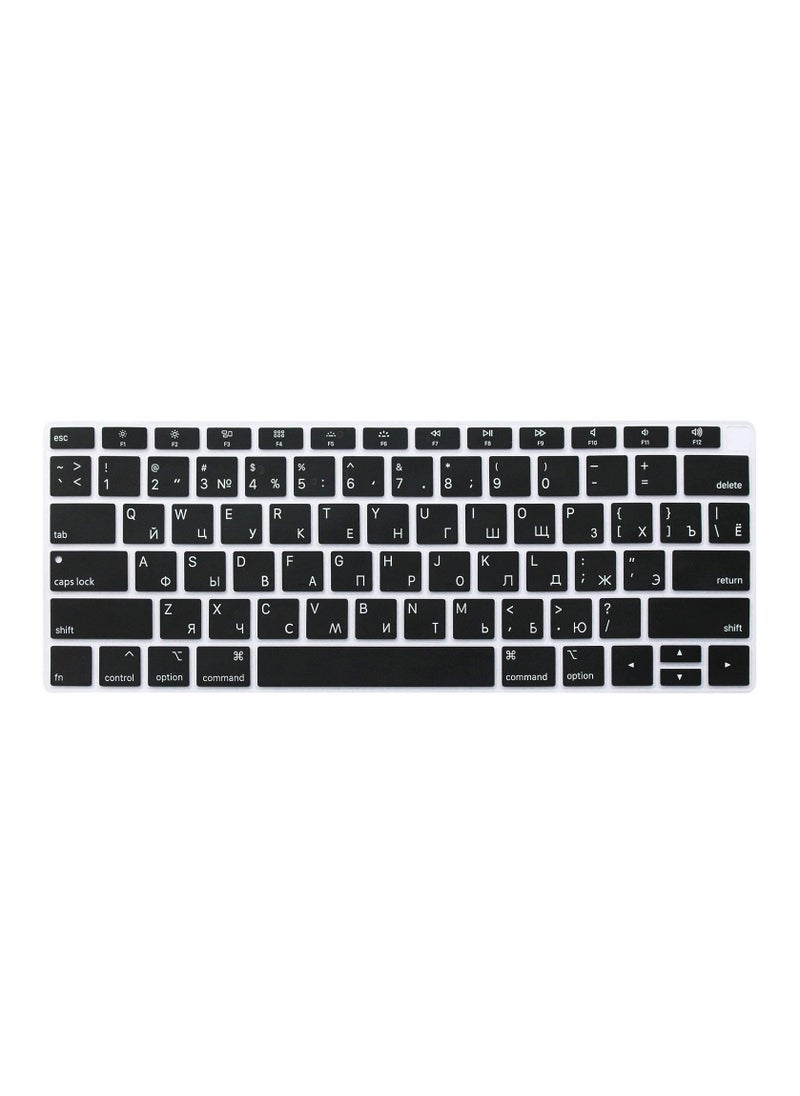 CaseBuy - Russian Language Silicone Keyboard Cover Skin for MacBook Newest Air 13 Inch 2018 Release A1932 with Retina Display and Touch ID USA Layout Black - Image 1