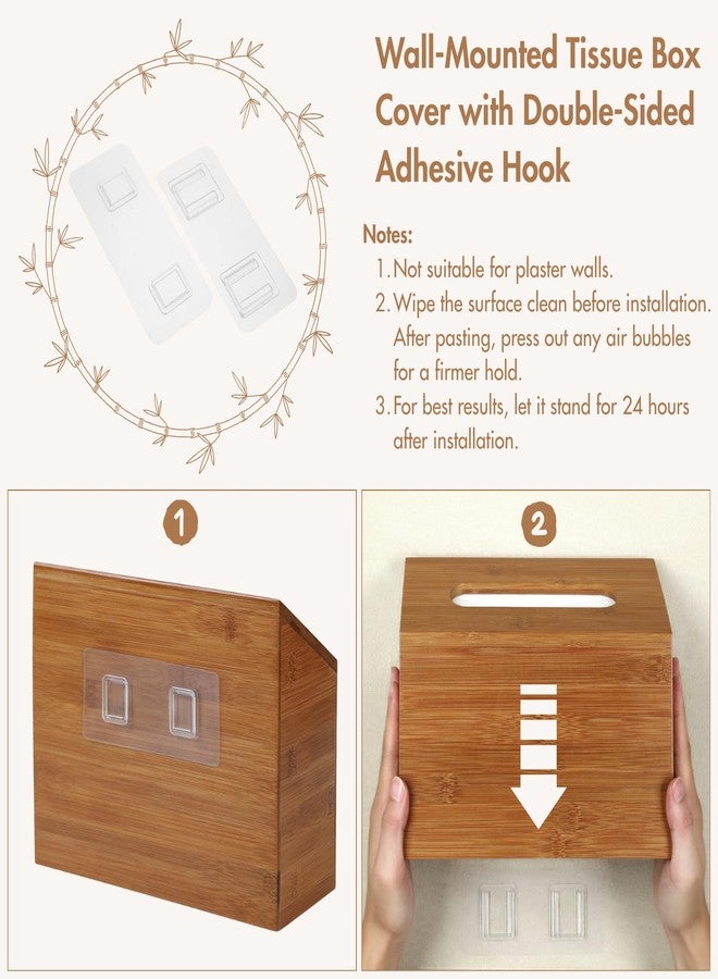 Gobam Carbonized Bamboo Hand Towels Box Cover, Compatible with Kleenex Hand Towels, Wall Mountable Paper Towel Holder with Double-Sided Adhesive Hook, Tissue Dispenser for Bathroom, Office, Tabletop - Image 3