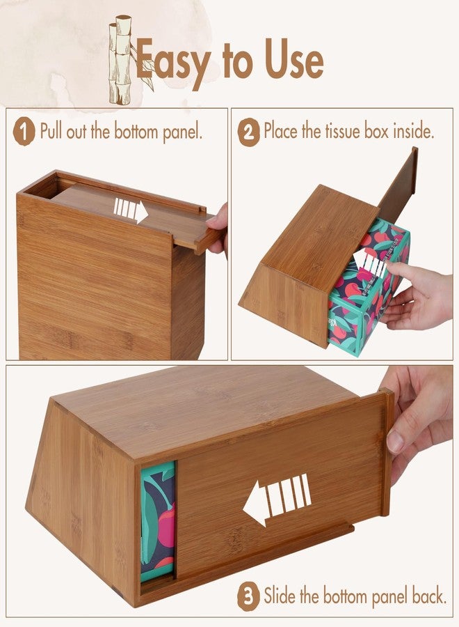 Gobam Carbonized Bamboo Hand Towels Box Cover, Compatible with Kleenex Hand Towels, Wall Mountable Paper Towel Holder with Double-Sided Adhesive Hook, Tissue Dispenser for Bathroom, Office, Tabletop - Image 4