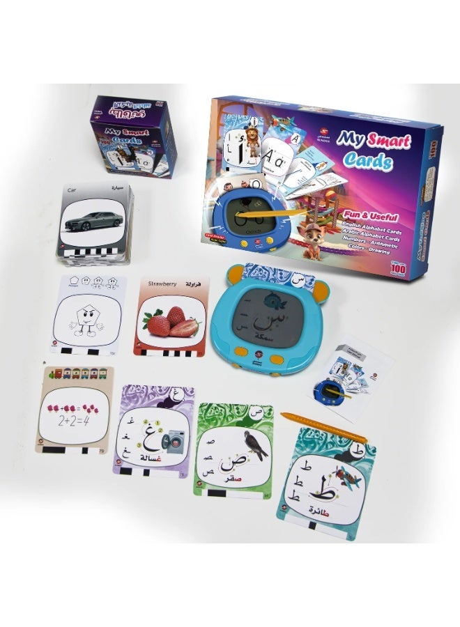 سندس مجموعة بطاقاتي الذكية التعليمية التفاعلية للأطفال - كتابة الحروف الأبجدية العربية والإنجليزية، وجهاز صوتي للنطق مع لوحة كتابة سحرية، لعبة تعليمية للتعلم المبكر - Image 2