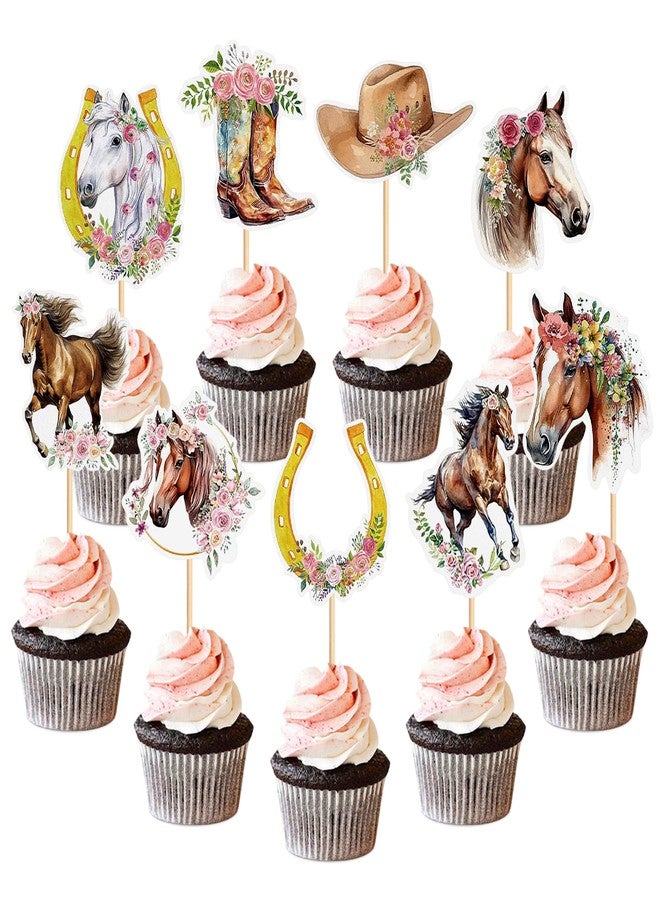 SAMOKA Horse Cupcake Toppers,27 PCS Horse Cake Topper,Horse Cake Decorations,Horse Birthday Decorations,Horse Party Decorations - Image 1