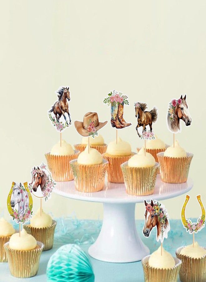 SAMOKA Horse Cupcake Toppers,27 PCS Horse Cake Topper,Horse Cake Decorations,Horse Birthday Decorations,Horse Party Decorations - Image 4