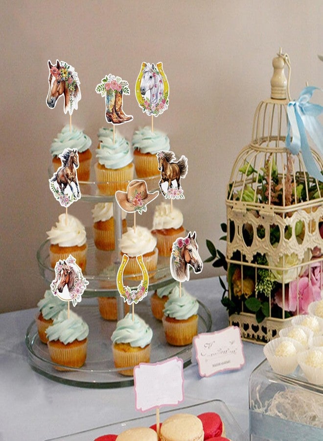 SAMOKA Horse Cupcake Toppers,27 PCS Horse Cake Topper,Horse Cake Decorations,Horse Birthday Decorations,Horse Party Decorations - Image 3