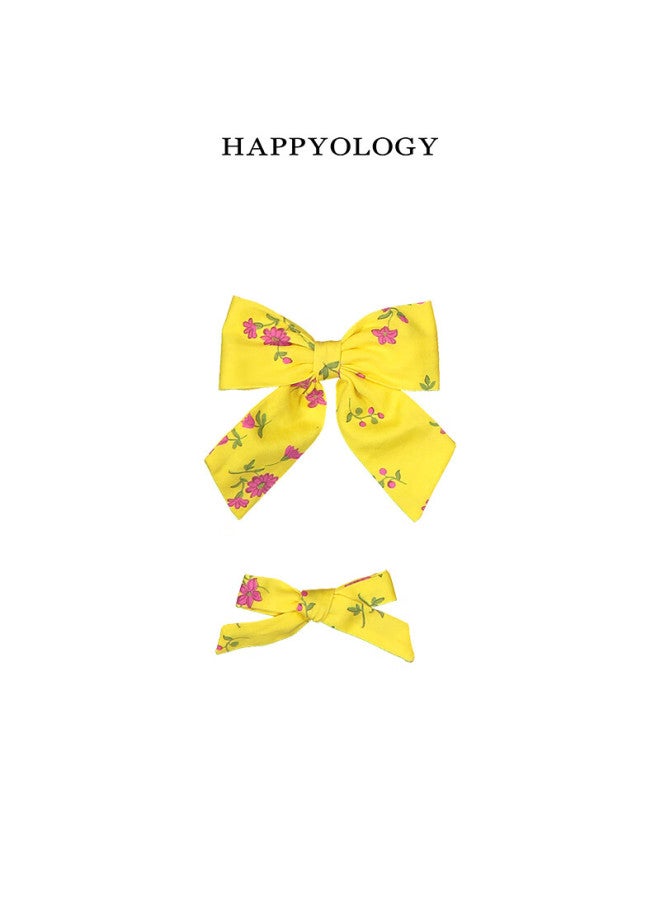 Happyology British Girls Floral Hair Clip Spring New Children's British Style Cute Bow Hairpin - Image 1